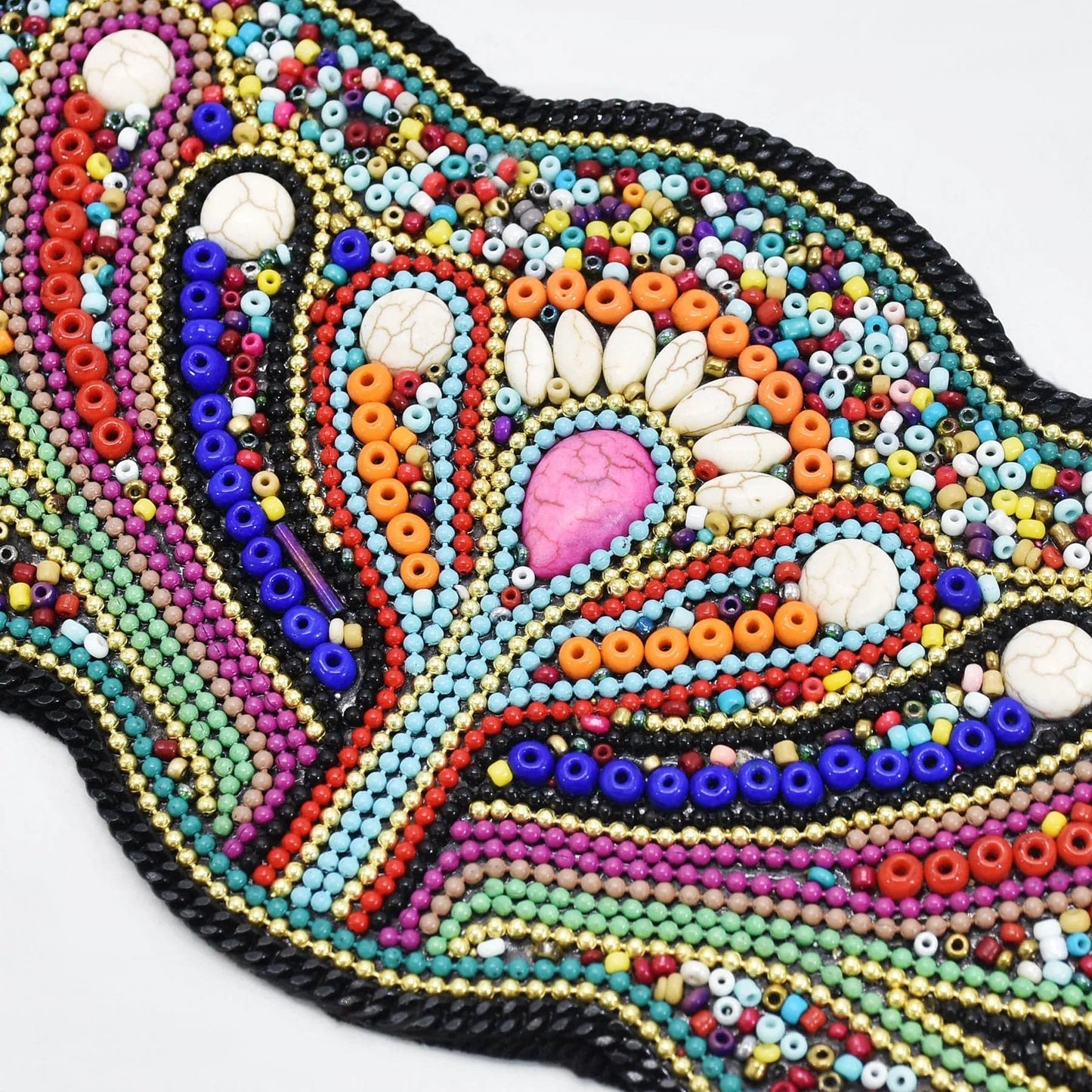 Flower Rice Bead Women Belt Ethnic Statement Wide Elastic Body Belt for Girls Women Dancing