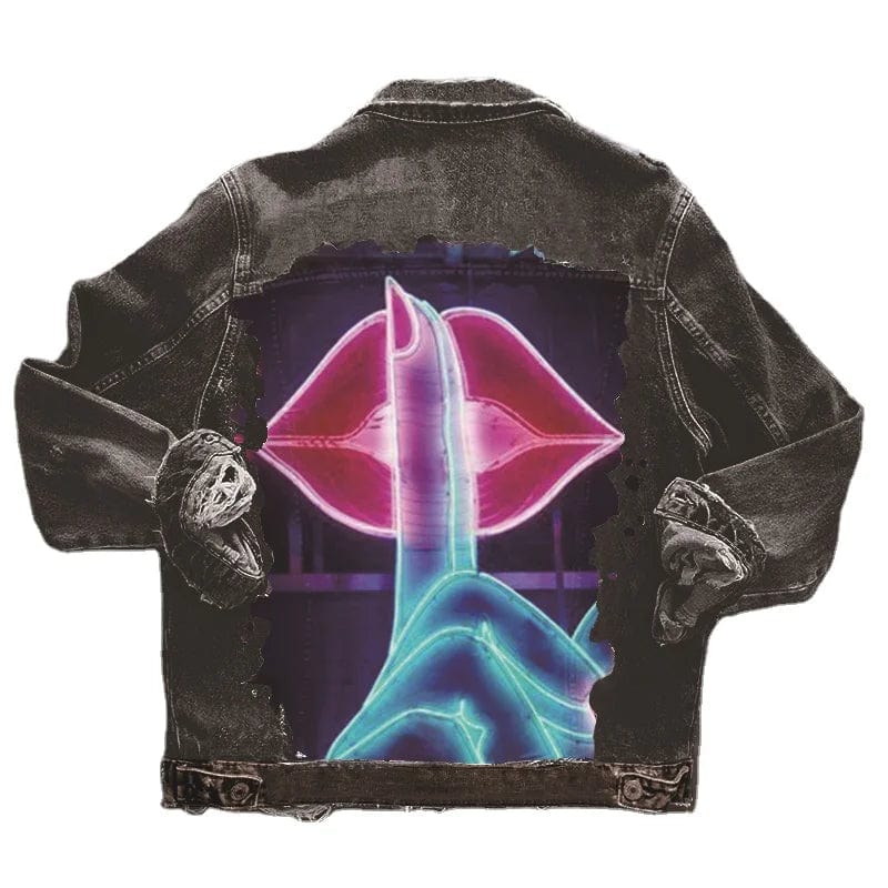 Fluorescent Lip Denim Jacket 2023 Western Denim Women's Loose Denim Coat