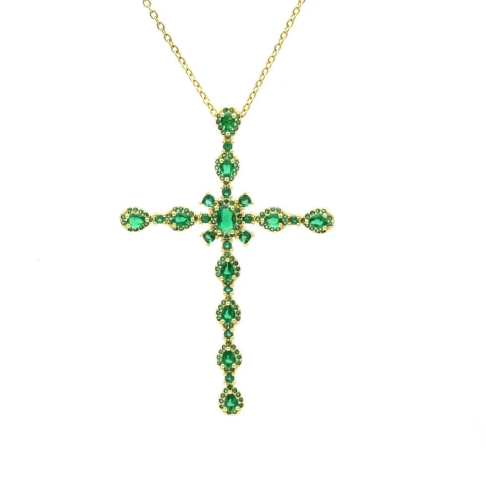 Flynee Luxury Cross Women Pendant Micro Pave Cubic Zirconia Cross Charm Plated 18K Real Gold Tiny Cross Necklace