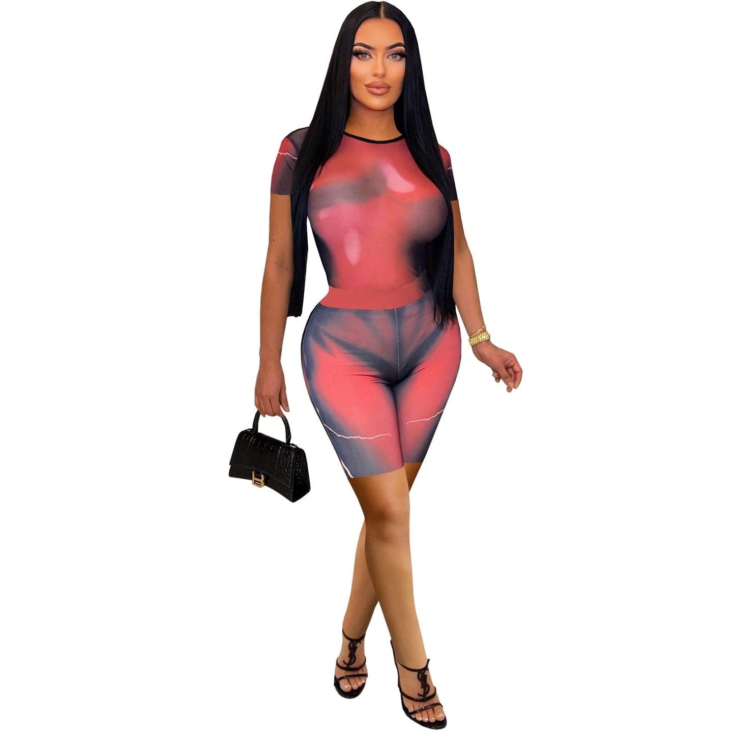 Foma 2023 hot selling fix position tie dye round neck fashion sexy sport casual women short set