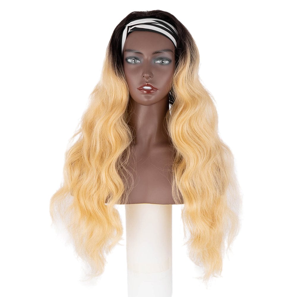 For women Headband body wig Sleek quality wholesale cheap heat resistant highlight body wave headband wig Synthetic hair wig