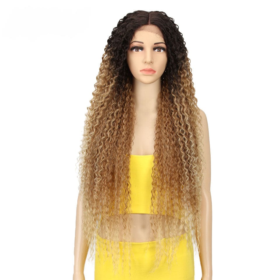 for women sleek wholesale manufacturer glueless Heat Resistant lace long hairline kinky curl lace front wig Synthetic hair Wigs
