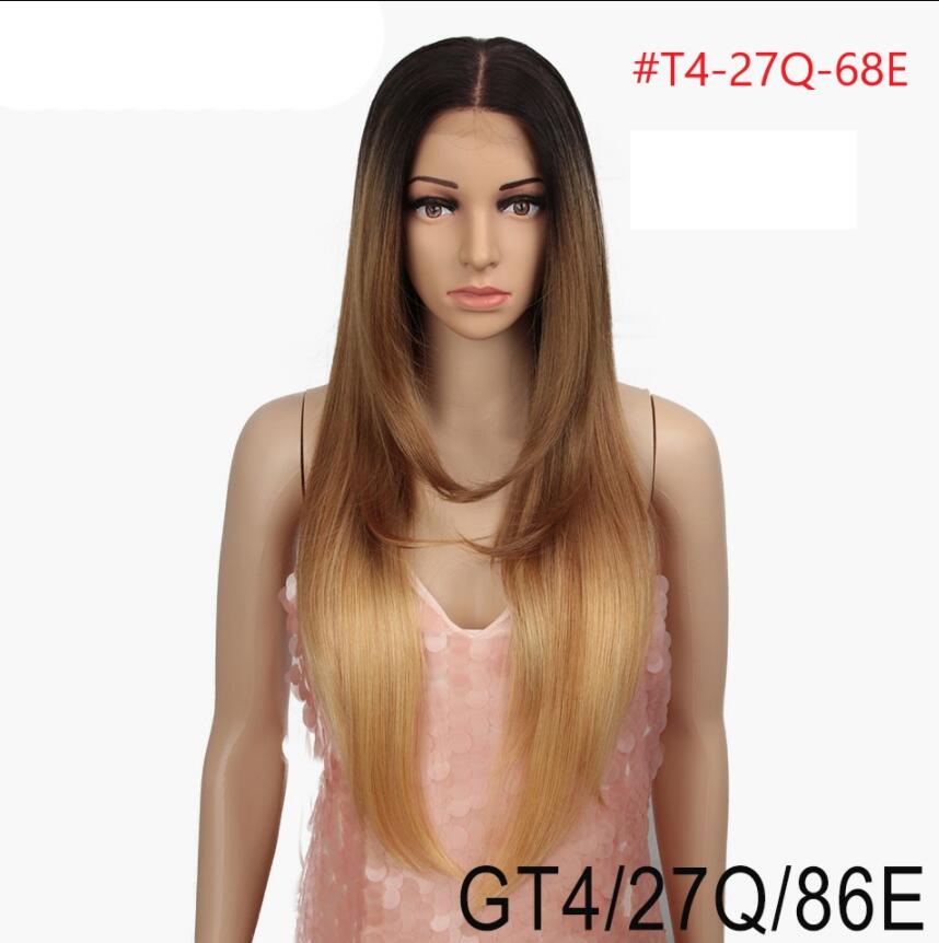 for women sleek wholesale manufacturer high temperature heat resistant blond straight lace part front wig synthetic hair wigs