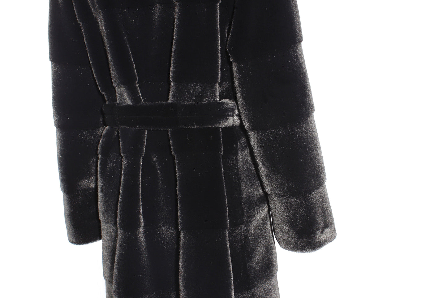Founder Women's Luxury Faux Mink Fur Long Guttering Style Black Coat Artificial Fur Outwear