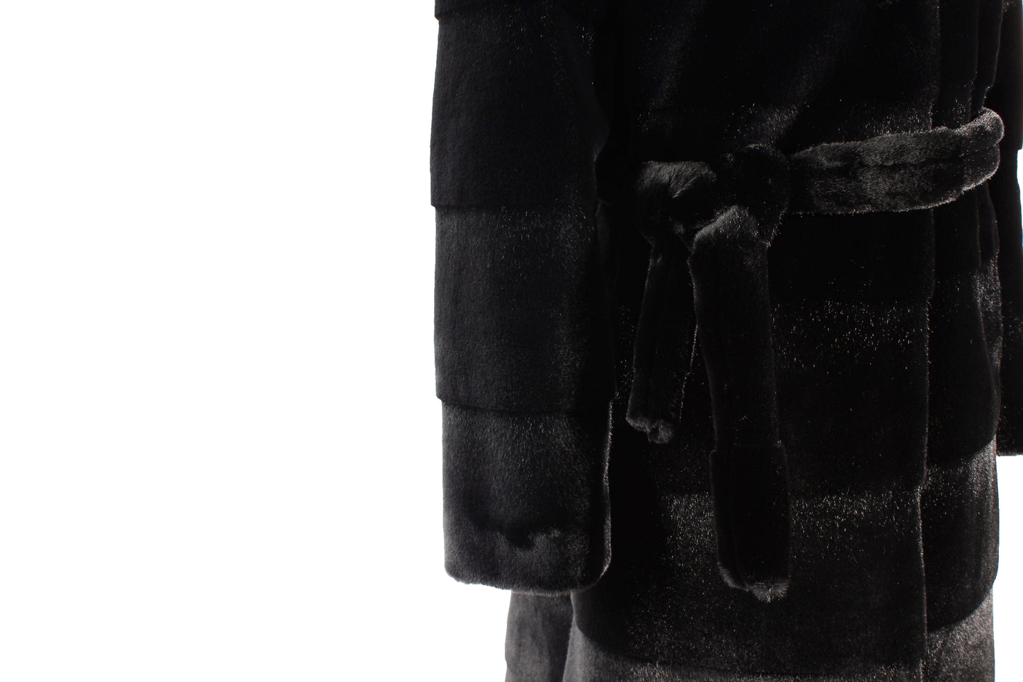 Founder Women's Luxury Faux Mink Fur Long Guttering Style Black Coat Artificial Fur Outwear