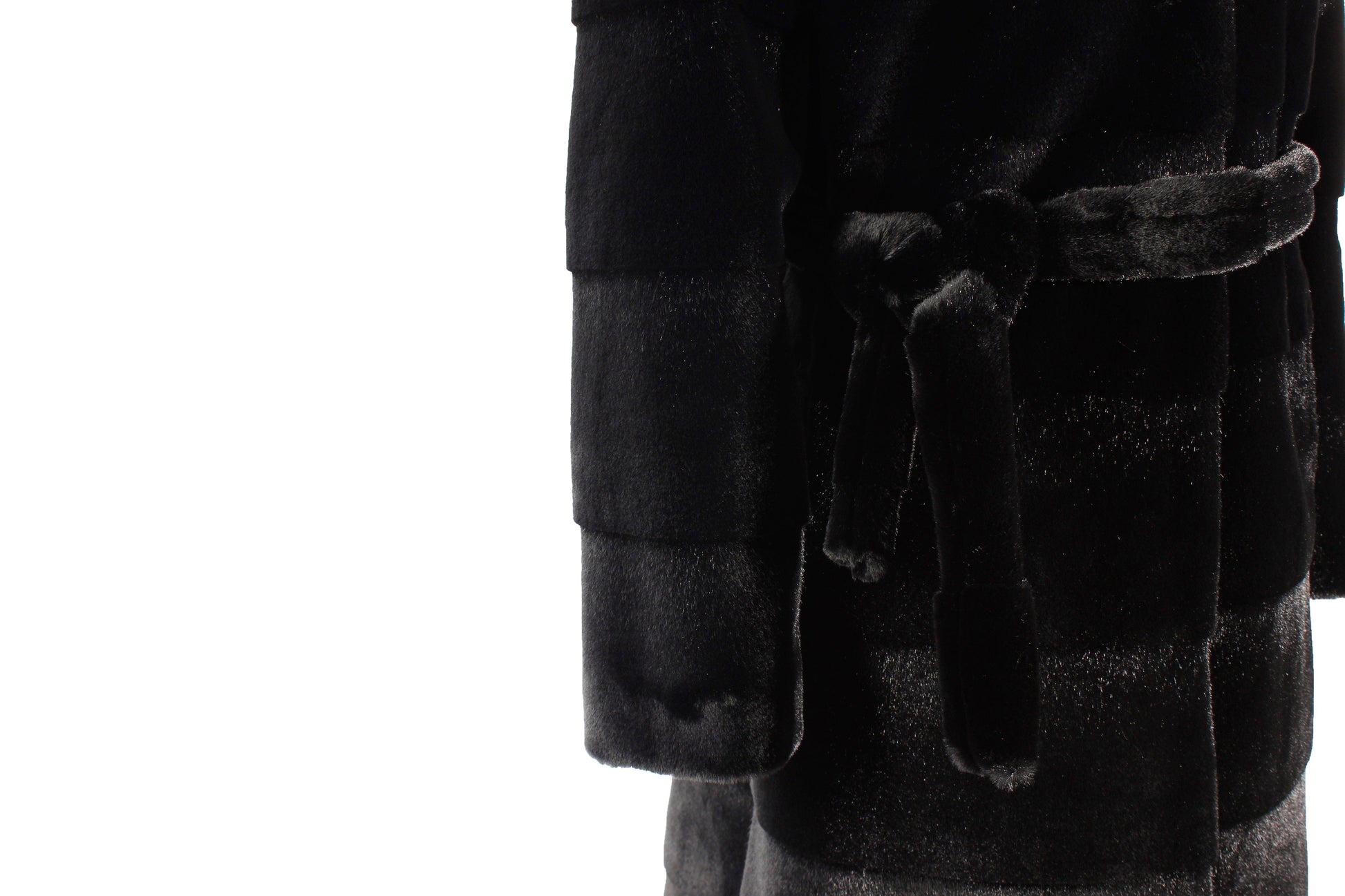 Founder Women's Luxury Faux Mink Fur Long Guttering Style Black Coat Artificial Fur Outwear