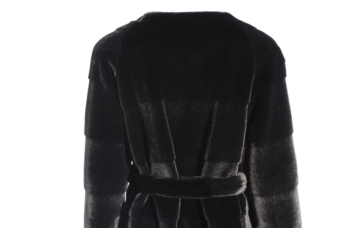 Founder Women's Luxury Faux Mink Fur Long Guttering Style Black Coat Artificial Fur Outwear