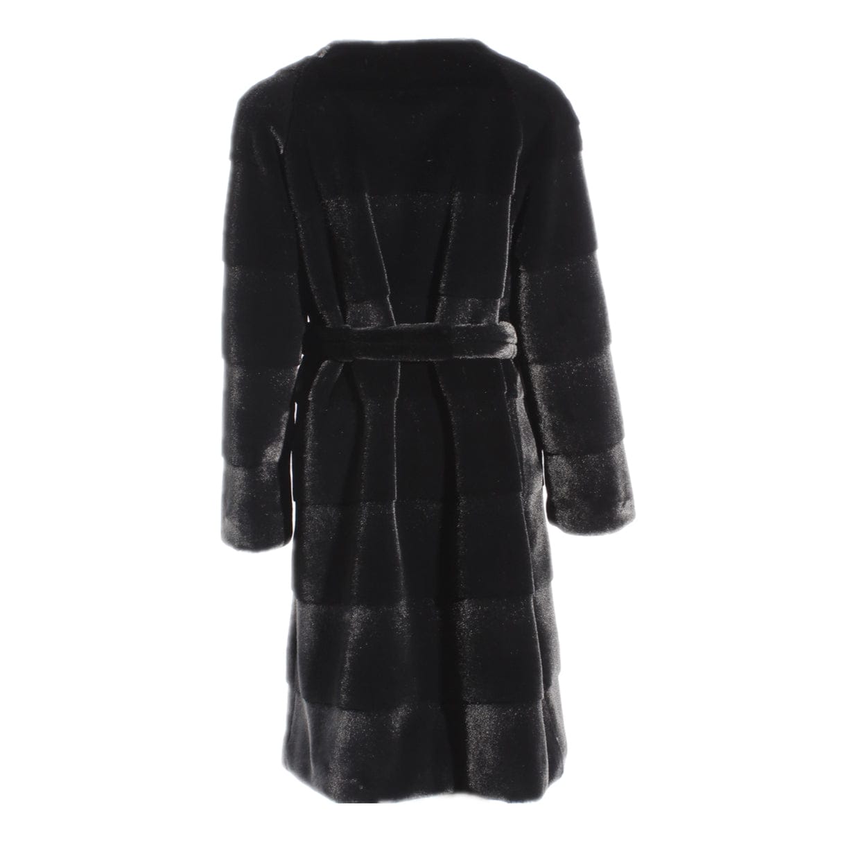 Founder Women's Luxury Faux Mink Fur Long Guttering Style Black Coat Artificial Fur Outwear