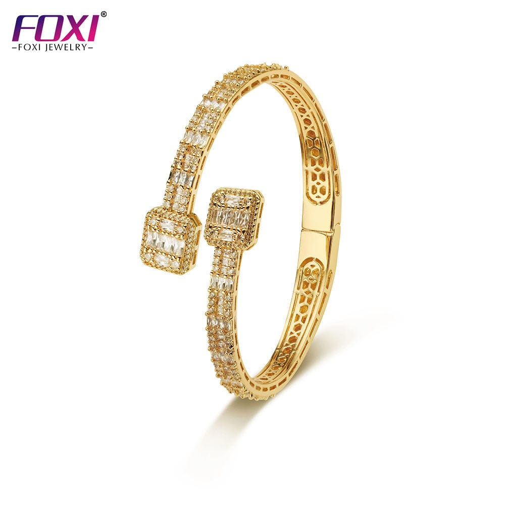 FOXI jewelry new ins iced out hip hop gold silver pink designer charm bracelet bangle