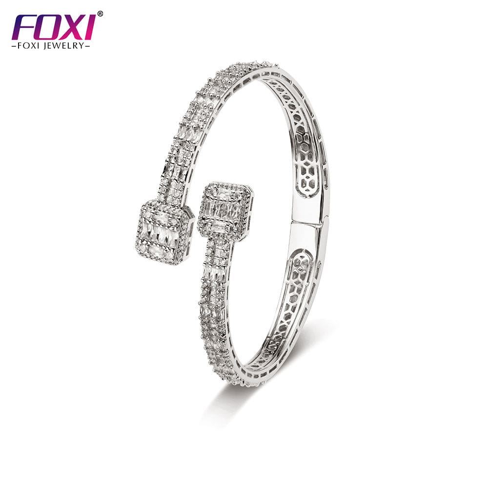 FOXI jewelry new ins iced out hip hop gold silver pink designer charm bracelet bangle