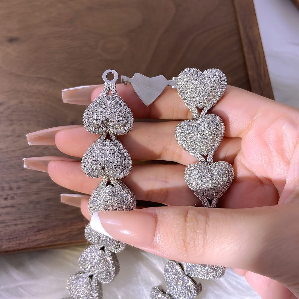 FOXI jewelry wholesale Iced Out CZ Heart Shape Necklace Fashion Jewelry Heart chunky cuban Choker necklace Women Man Necklace