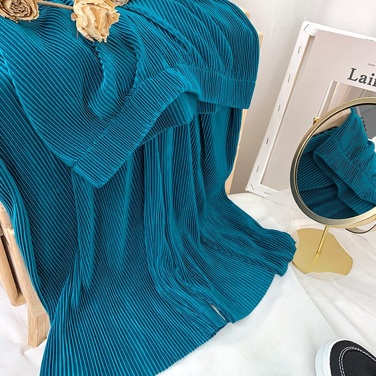 Free / 11 Factory direct sales High waist skinny ice silk pleated wide leg pants Chiffon Casual Pants