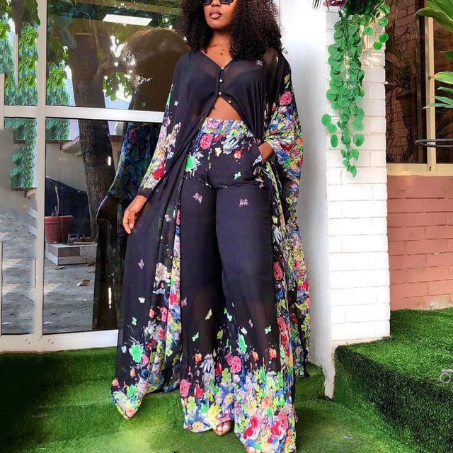 Free / 2 Coldker Two Piece Set Summer African Clothes For Women Dashiki Long Dress Sets Pants Suits Outfits Party Dresses Plus Size
