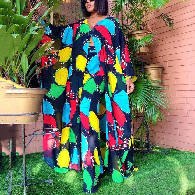 Free / 3 Coldker Two Piece Set Summer African Clothes For Women Dashiki Long Dress Sets Pants Suits Outfits Party Dresses Plus Size