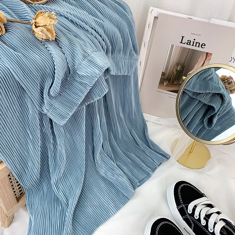 Free / 4 Factory direct sales High waist skinny ice silk pleated wide leg pants Chiffon Casual Pants