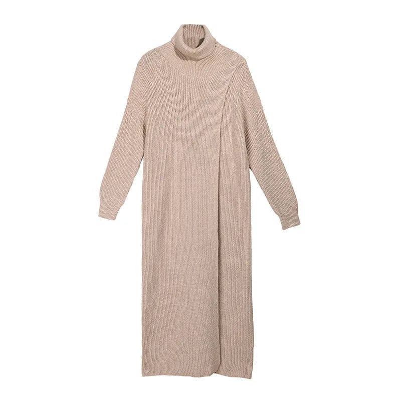 Free / apricot Fall Winter Trendy Fashionable Ladies Casual Turtleneck Pullover Woman Tops Long Split Knit Womens Sweaters