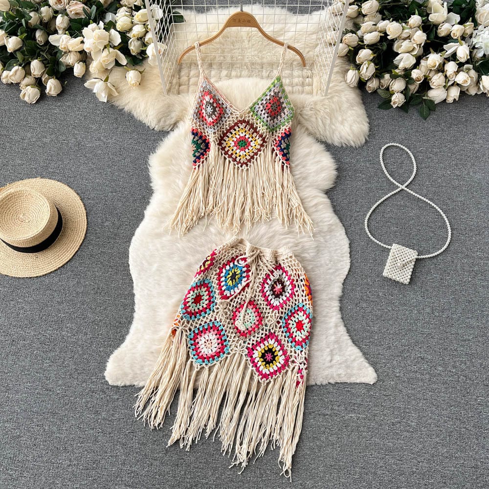 Free / apricot New Fashion Sleeveless Flower Print Two Set Women Lady Elegant Summer Dress