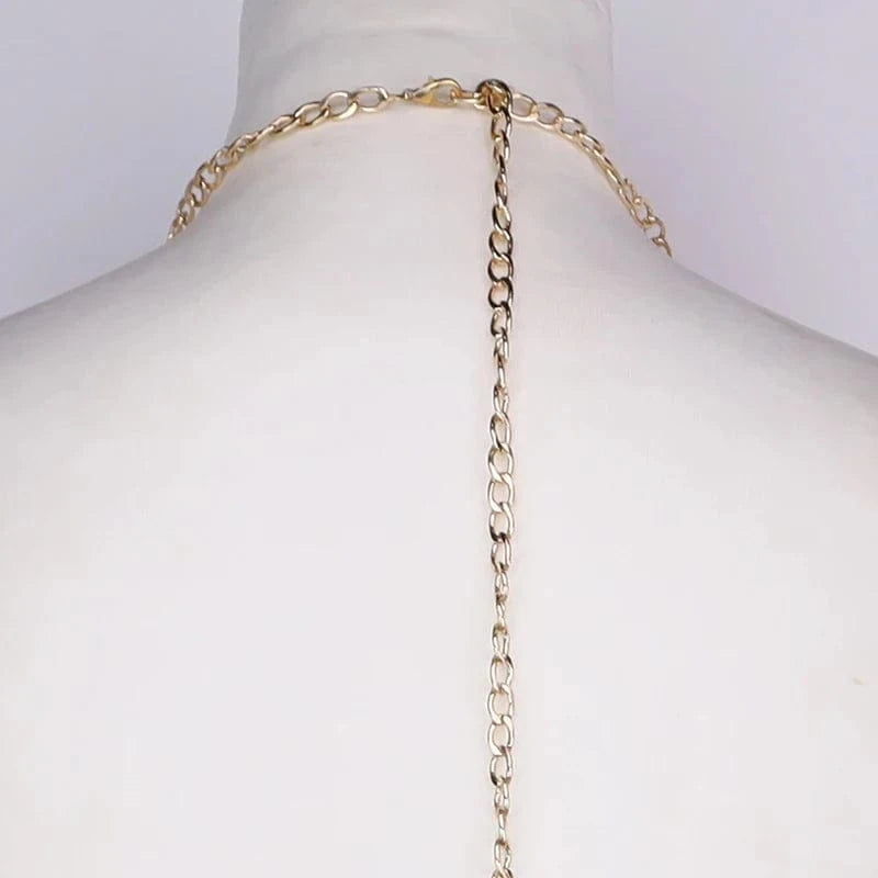 Free / As picture Ladies Sexy Bikini Pearl Chain Shiny Top Bottom Personality Sequined Tassel Body Chains