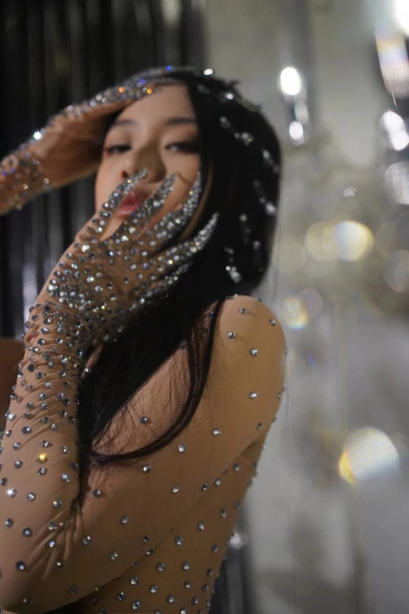 Free / as picture Novance Y2886 New Fashion Rhinestone Bodysuit Nightclub Costumes Women Sexy Performance Wear Club Outfits For Women Sexy