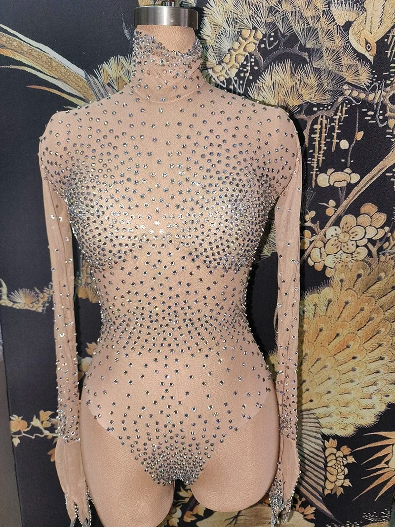Free / as picture Novance Y2886 New Fashion Rhinestone Bodysuit Nightclub Costumes Women Sexy Performance Wear Club Outfits For Women Sexy
