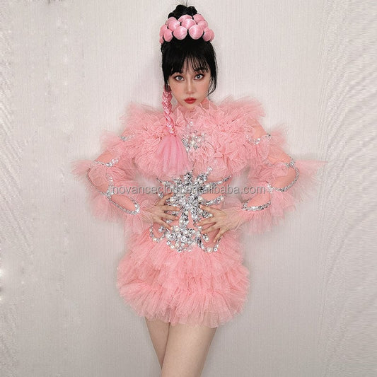 free / as picture Novance Y2892 Evening Dresses 2023 Turkey Pink Bead Diamond Party Fashion Bodycon Sexy Mini Short Club Dresses Sexy Mini Party