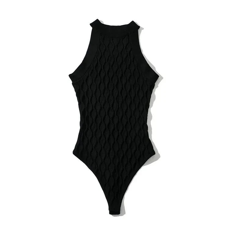 Free / Black 2022 new arrivals bodysuits sleeveless sexy bodycon casual top knitted bodysuit for women