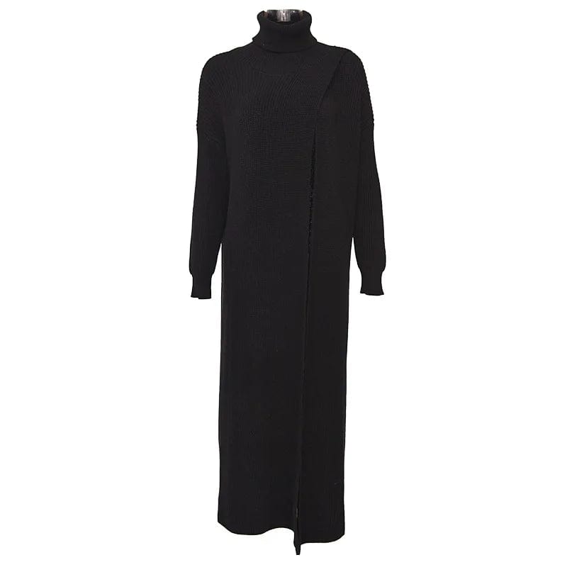 Free / Black Fall Winter Trendy Fashionable Ladies Casual Turtleneck Pullover Woman Tops Long Split Knit Womens Sweaters