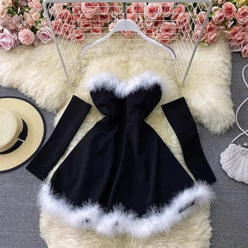 Free / Black One Size Women's bra waist up thin A-line skirt Women's bra and waistband A-line dress