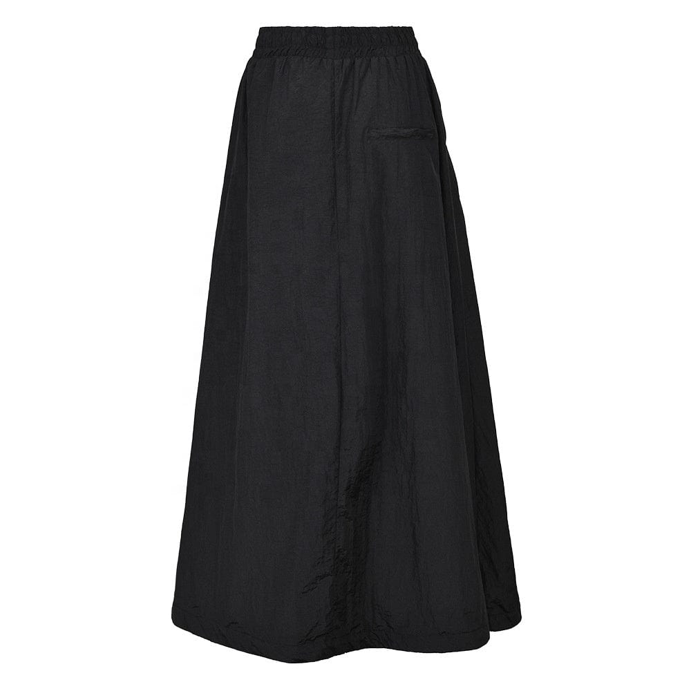 Free / black OUDINA Custom High Quality Skirt High Waist A-line Casual Black Elastic Waist Solid Summer Women's Skirts