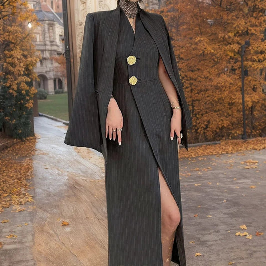 Free / Black OUDINA Trendy Wholesale Clothing Fragrant Blazers And Skirts Sets 2 Piece Blazer Set For Women