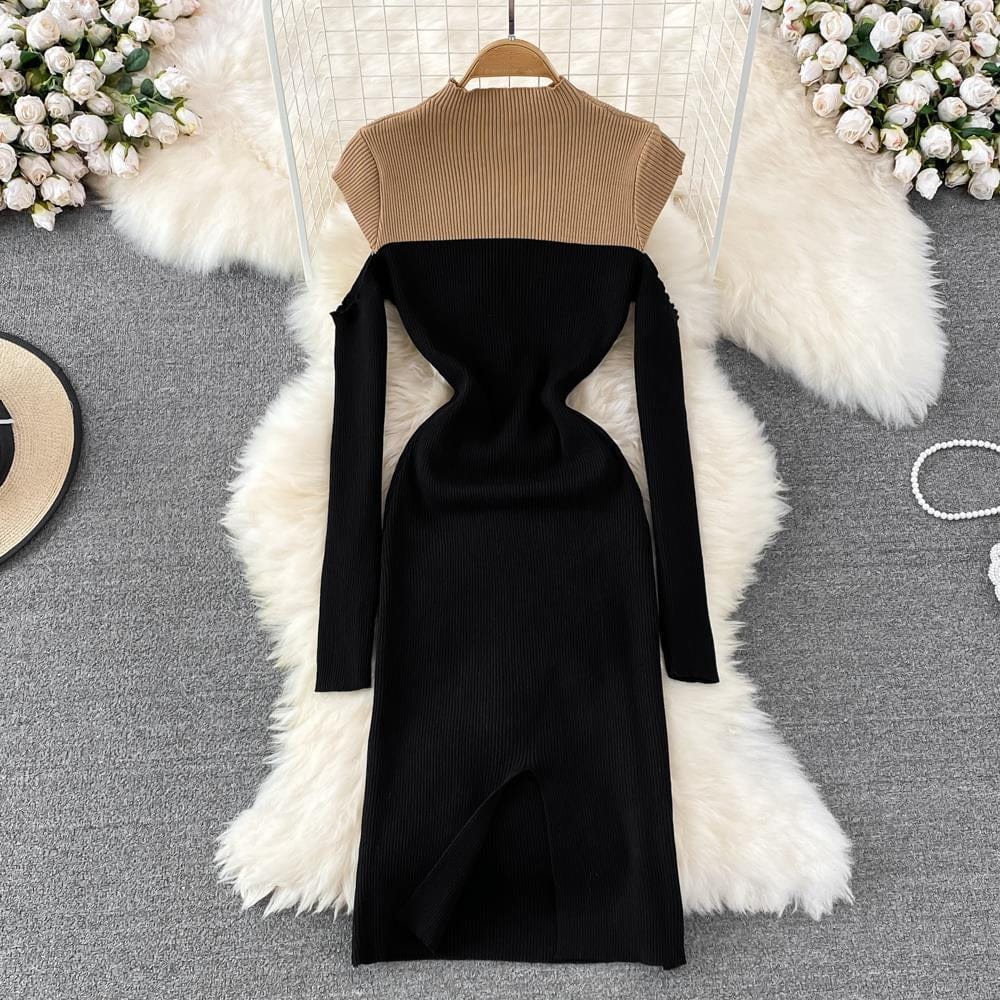 Free / black Spring And Autumn Fashion V-Neck Mesh Stitching Printed Leopard Print Casual Dress