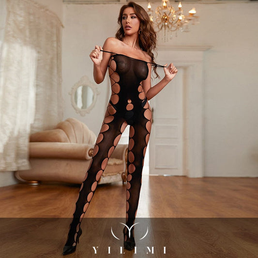 Free / black Wholesale see through black nylon sexy erotic hollow out women lingerie bodystocking