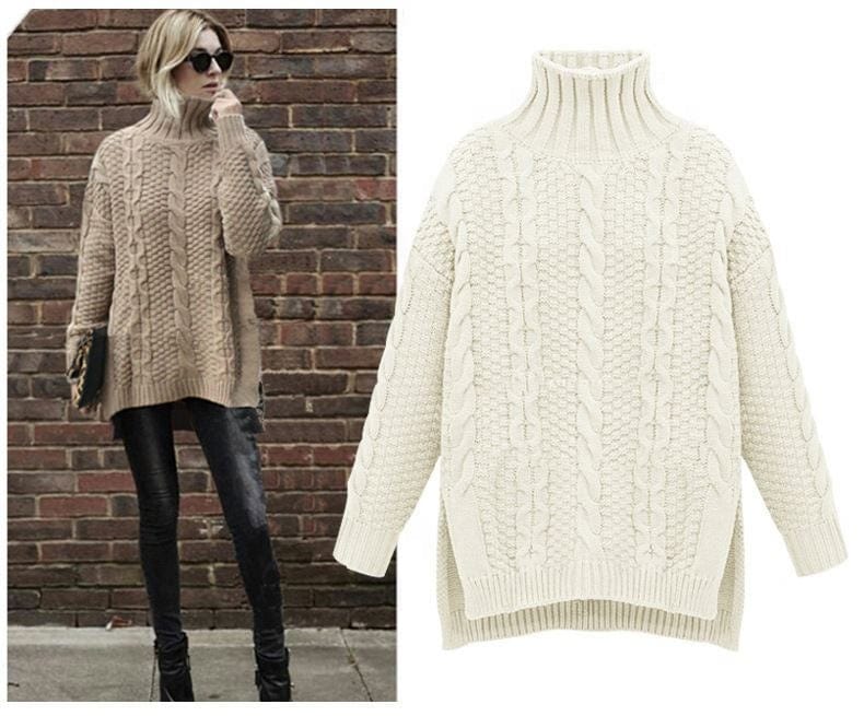 Free / black Winter Fashion Turtle High Neck Long Sleeve Jacquard Casual Women Pullover Sweater