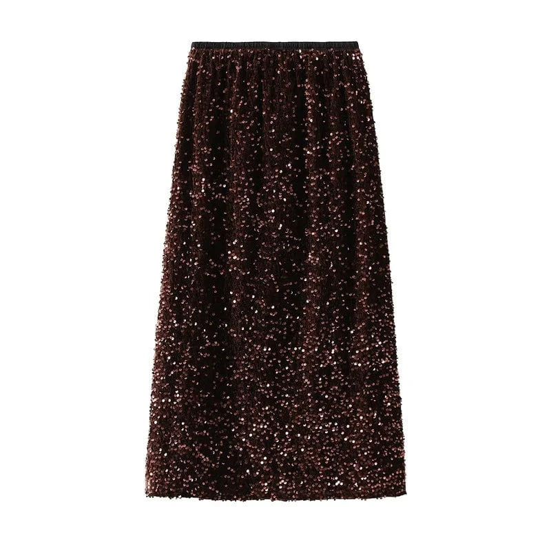Free / Burgundy Heavy Sequin Half Skirt Female Spring  fall 2014  New Straight Skirt After Slit Wrap Hip Casual Daily Shopping  Skirt