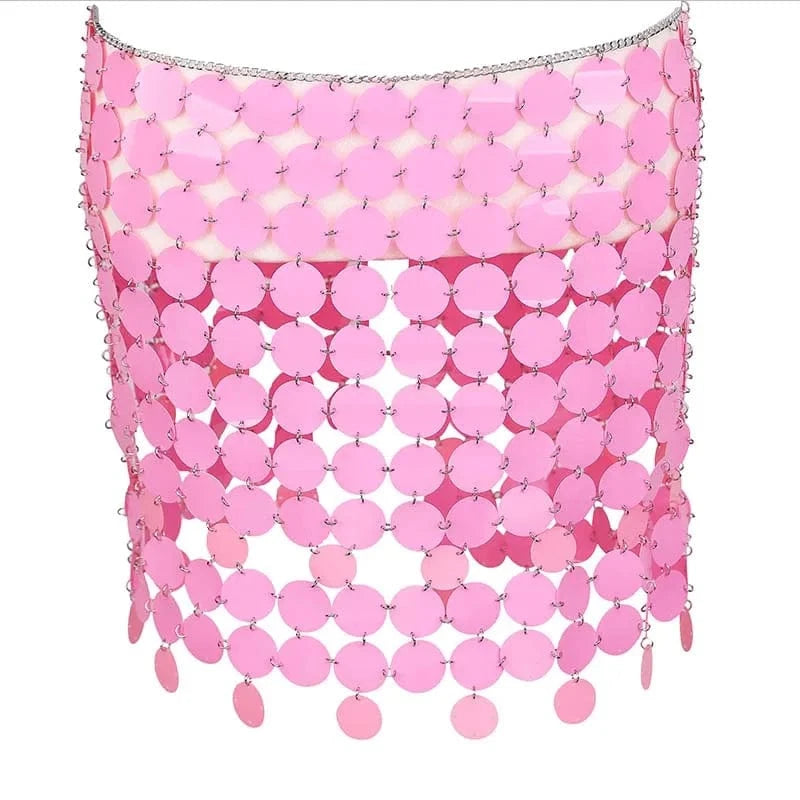 Free / DB1504FD0104 Sexy Sequin Halter Top & Split Thigh Skirt Set