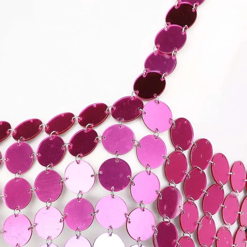 Free / DB1509FD0109 Sexy Backless Party Sequin Halter Top & Skirt Set