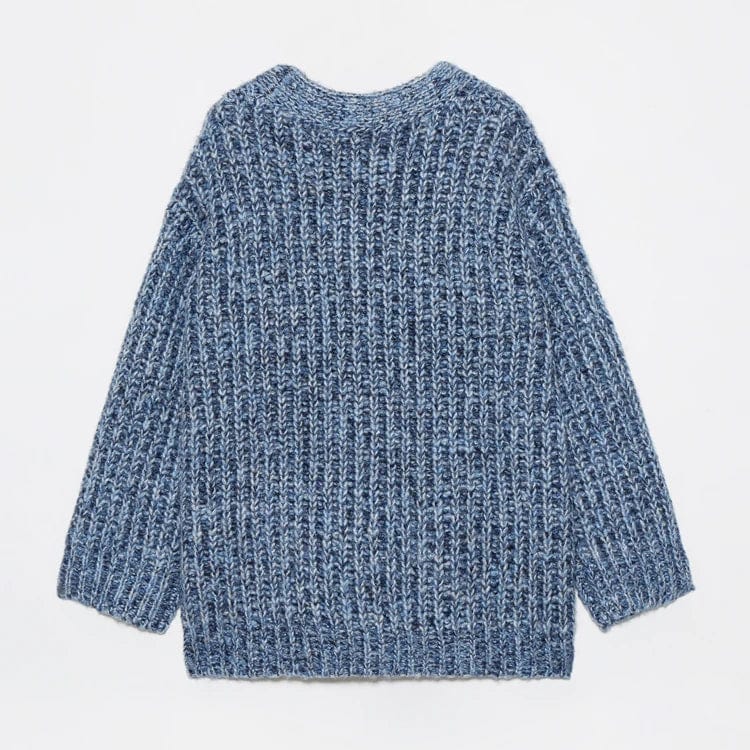 Free / denim Fall oversized hot sale striped custom knit chunky cashmere cardigan women sweater