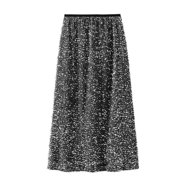 Free / Gray Heavy Sequin Half Skirt Female Spring  fall 2014  New Straight Skirt After Slit Wrap Hip Casual Daily Shopping  Skirt