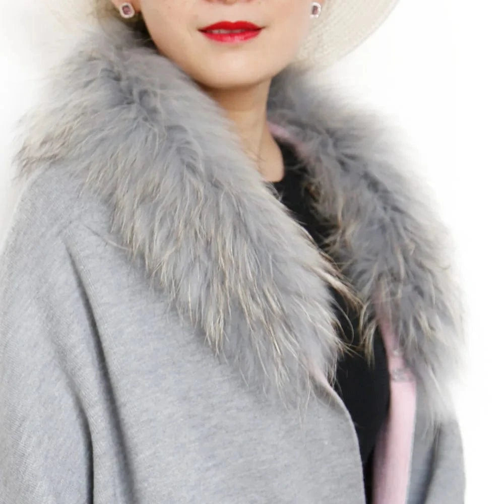 Free / grey Elegant Design Winter Wool Shrug Warm Two Colors Side Long Shrugs For Women