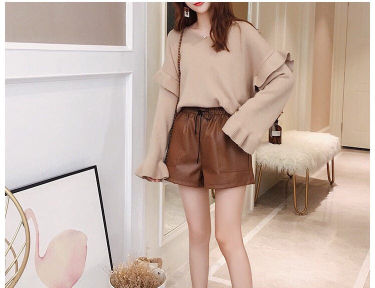 Free / Khaki Hot Sale High Quality V-Neck Woman Loose Sweet Winter Thick Sweater Lady Knitting Pullover Fashion Jumpers For Spring