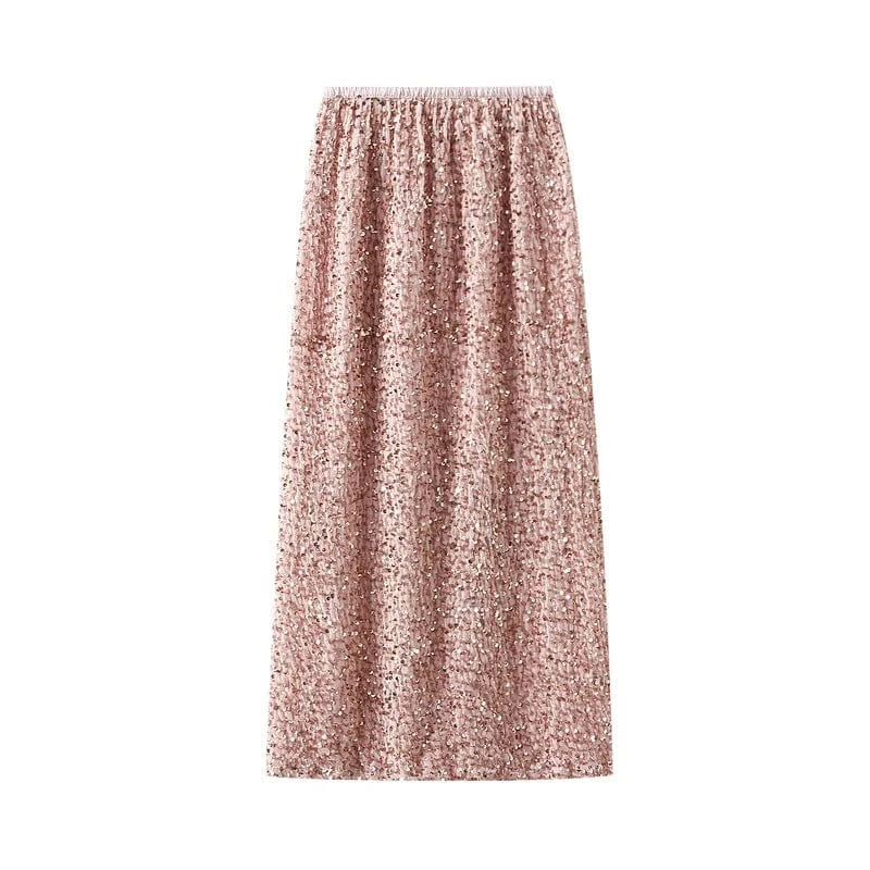 Free / Pink Heavy Sequin Half Skirt Female Spring  fall 2014  New Straight Skirt After Slit Wrap Hip Casual Daily Shopping  Skirt