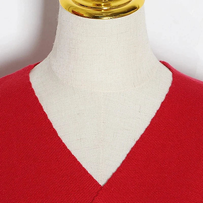 free / Red CHICEVER V Neck Long Sleeve High Waist Patchwork Pockets Winter Jackets For Women 2023