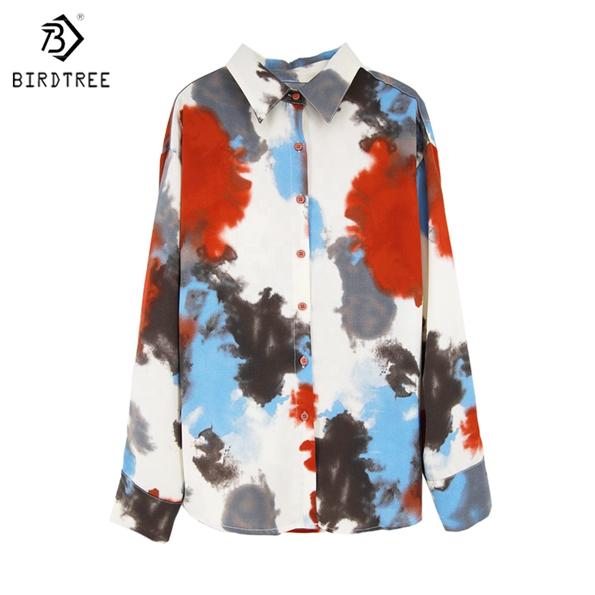 free / Red New Spring Women's Oversize Satin Shirts Spring Solid Colors Tops Workwear Casual Shirt Autumn Wholesale T33413X