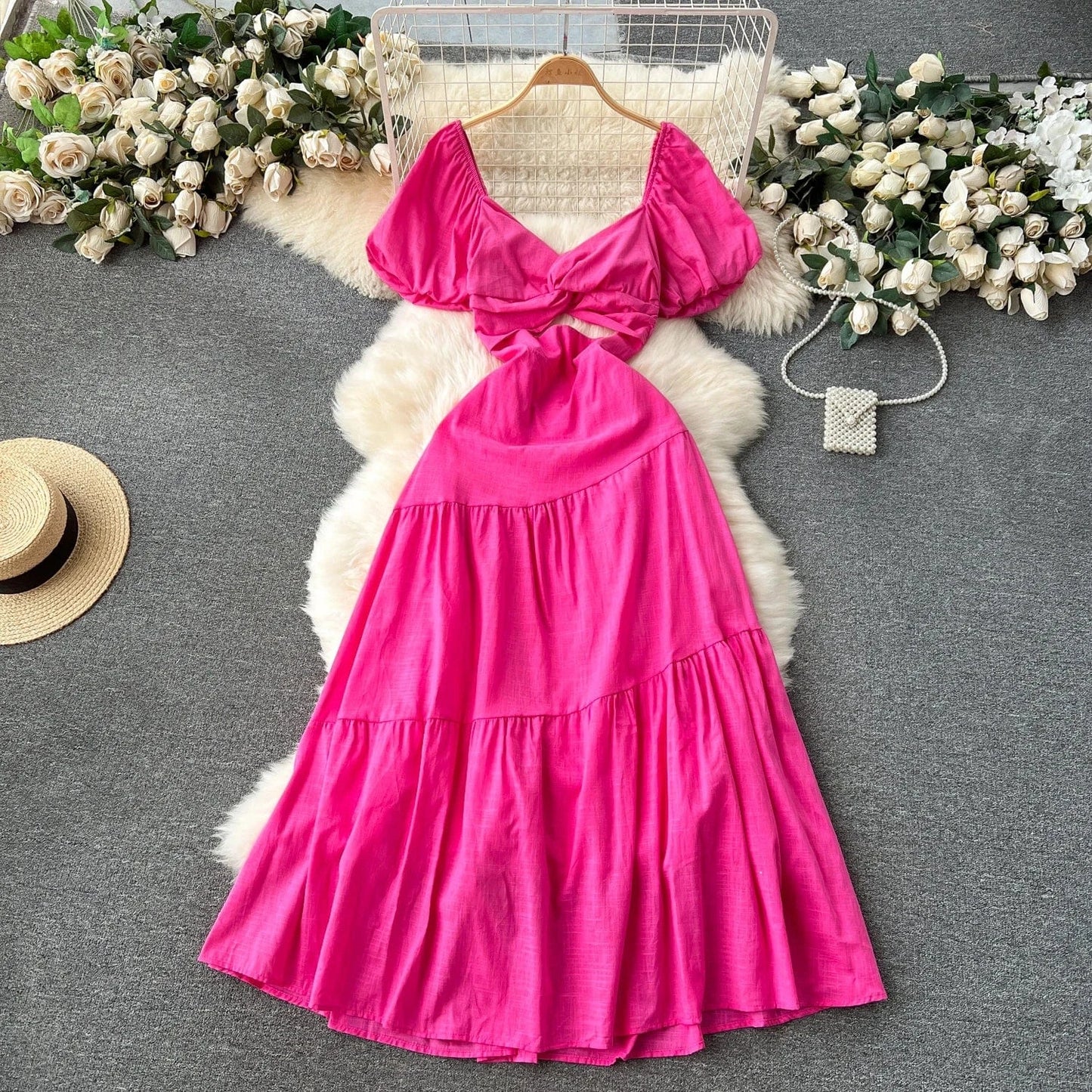 Free / Rose Madder High Quality Summer Backless Couture Dresses Sexy Woman Dress Short One Piece Dress Ladies Summer Women