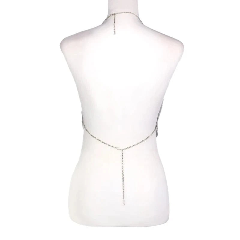 Free / Sliver Women's Sexy Halter Backless Asymmetrical Hem Metallic Cami Crop Tops