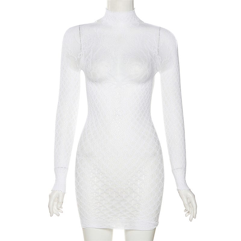 Free / White C1877 Spring 2023 Women's New Sexy Hollow Round Neck High Waist Short Dress Night Club