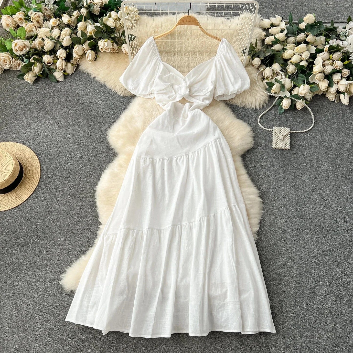 Free / White High Quality Summer Backless Couture Dresses Sexy Woman Dress Short One Piece Dress Ladies Summer Women