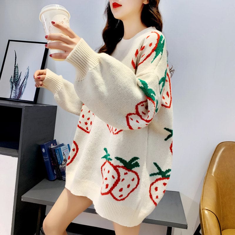 Free / White Print Amazaon Top Selling Winter Thick Loose Knit Heavy Weight Christmas Jumper Teenager Pullover Sweater