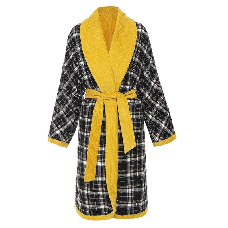 Free / Yellow OUDINA Wholesale Women's Winter Overside Plaid Contrast Color Loose Coat Trench Windbreaker Jacket Womens Long Coats