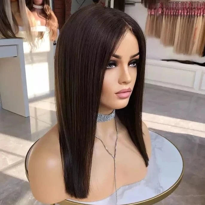 Freedom 18 Inches Layered Cut Gray Blonde Color Bob Style Virgin Remy European Cuticle Human Hair Lace Front Wigs